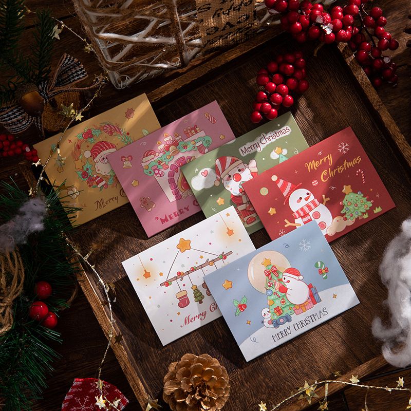 Cute Cartoon Christmas Folding Paper Printing Greeting Card