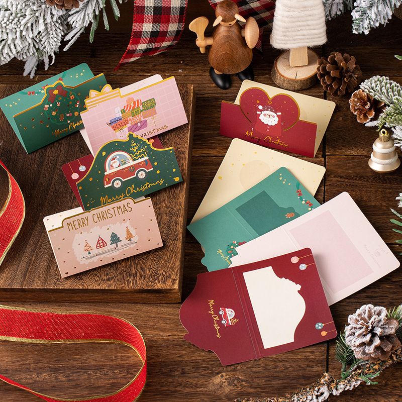 Creative Cartoon Christmas Bronzing Paper Folding Greeting Card