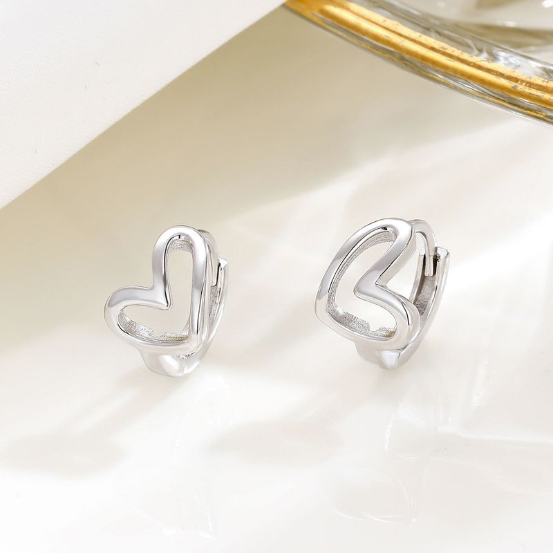 Fashion Heart Shape Sterling Silver Plating Earrings 1 Pair