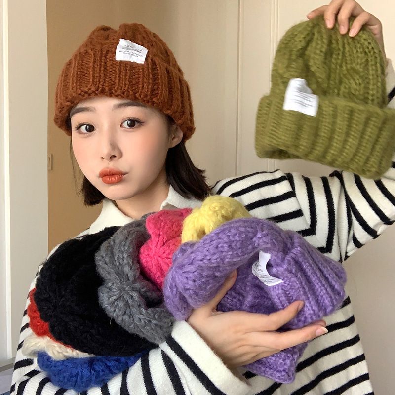 Women's Fashion Solid Color Crimping Wool Cap