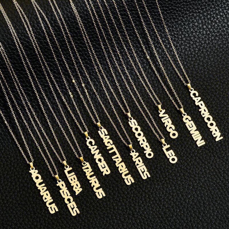 Fashion Letter Titanium Steel Gold Plated Pendant Necklace