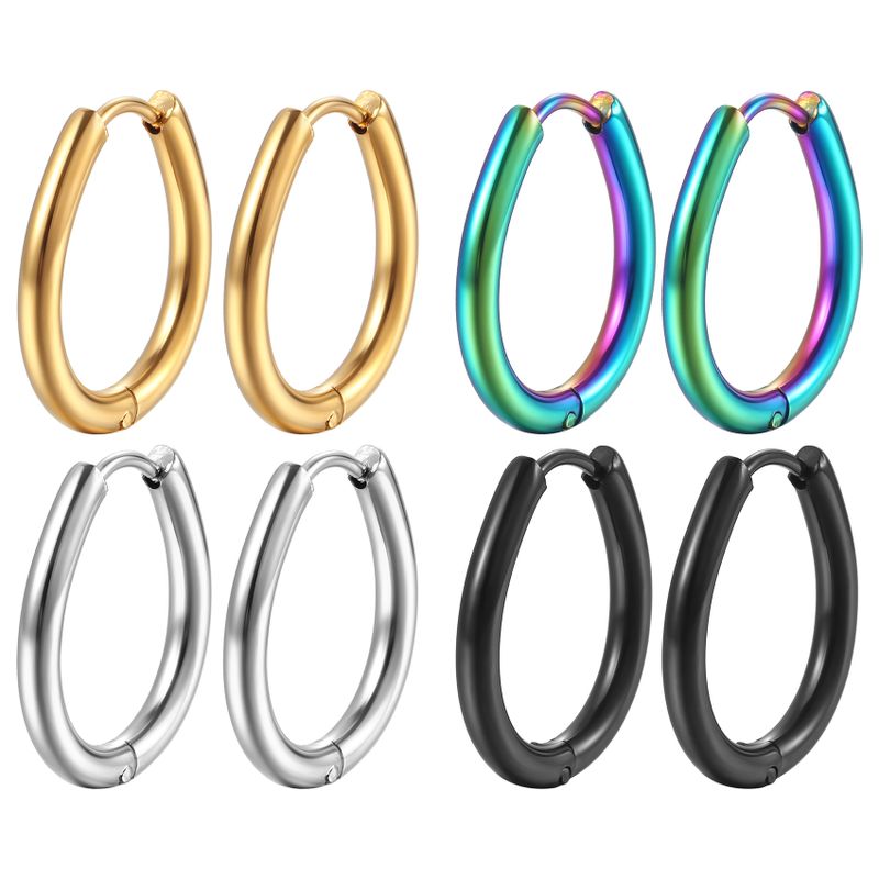 Simple Style Solid Color Titanium Steel Plating Earrings 1 Pair