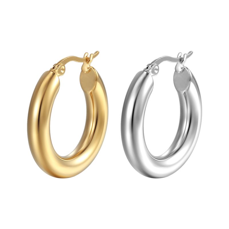 Simple Style Solid Color Stainless Steel Plating Earrings 1 Pair