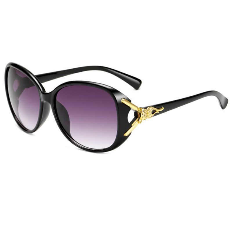 Fashion Solid Color Pc Oval Frame Metal Inlay Full Frame Women's Sunglasses