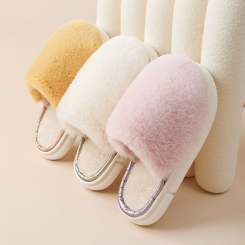 Unisex Casual Solid Color Round Toe Home Slippers