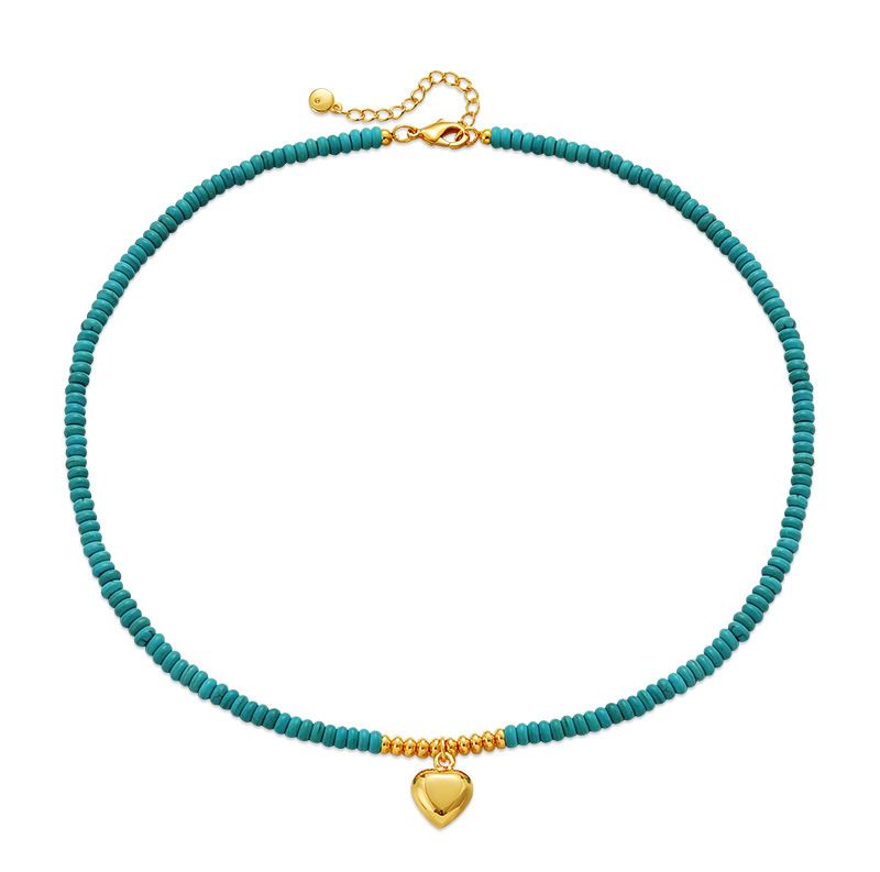 1 Stück Ethnischer Stil Herzform Türkis Kupfer Überzug Halskette
