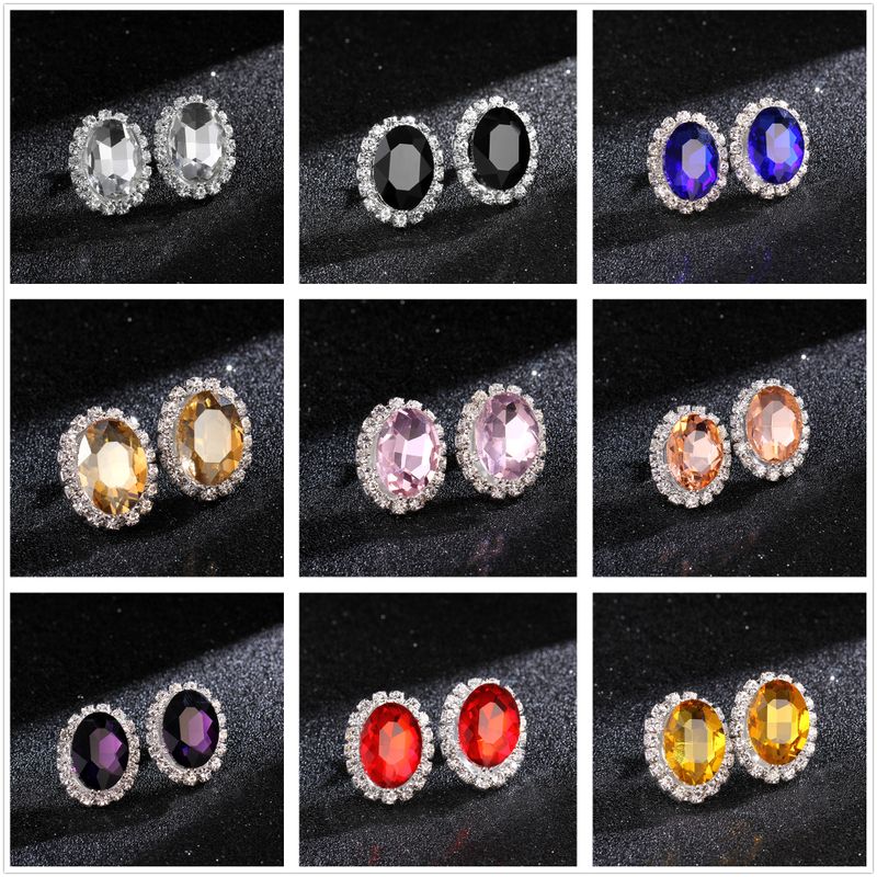 Women's Blue Crystal Alloy Diamond Stud Earrings