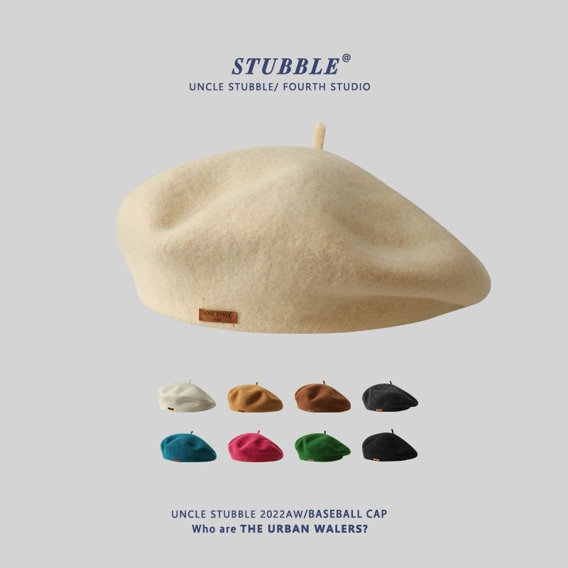 Ishihara Rimi Baskenmütze Spanien Kauf Retro Kleine Leder Standard Wolle Maler Hut Mädchen Internet Promi Knospe Hut