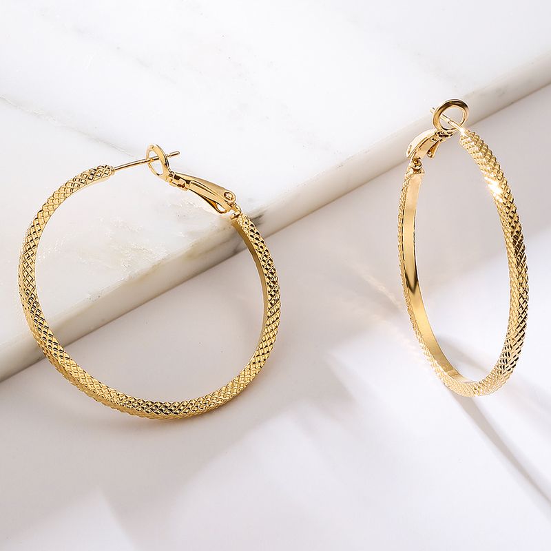 Fashion Geometric Copper Gold Plated Hoop Earrings 1 Pair