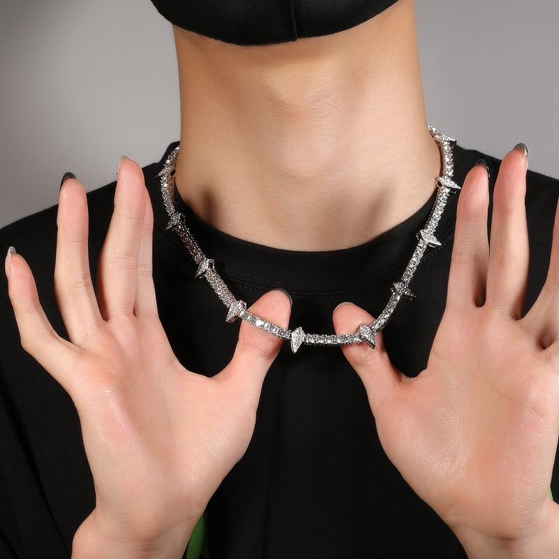 Hip Hop Geometrisch Kupfer Eingelegter Zirkon Männer Halskette 1 Stück