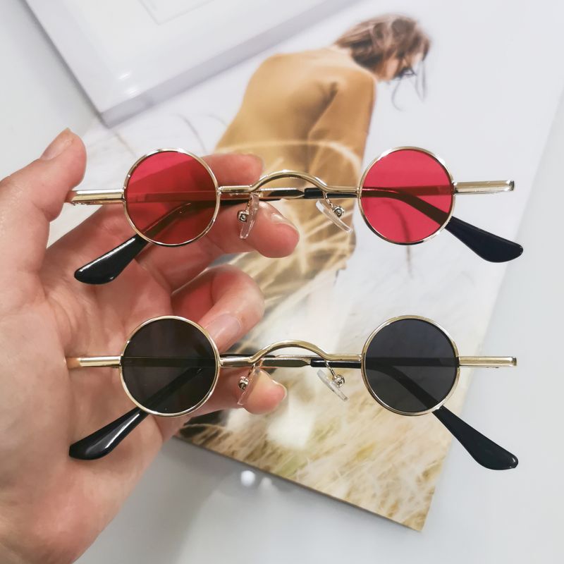 Vintage-stil Einfarbig Pc Runder Rahmen Patchwork Vollbild Sonnenbrille Der Frauen