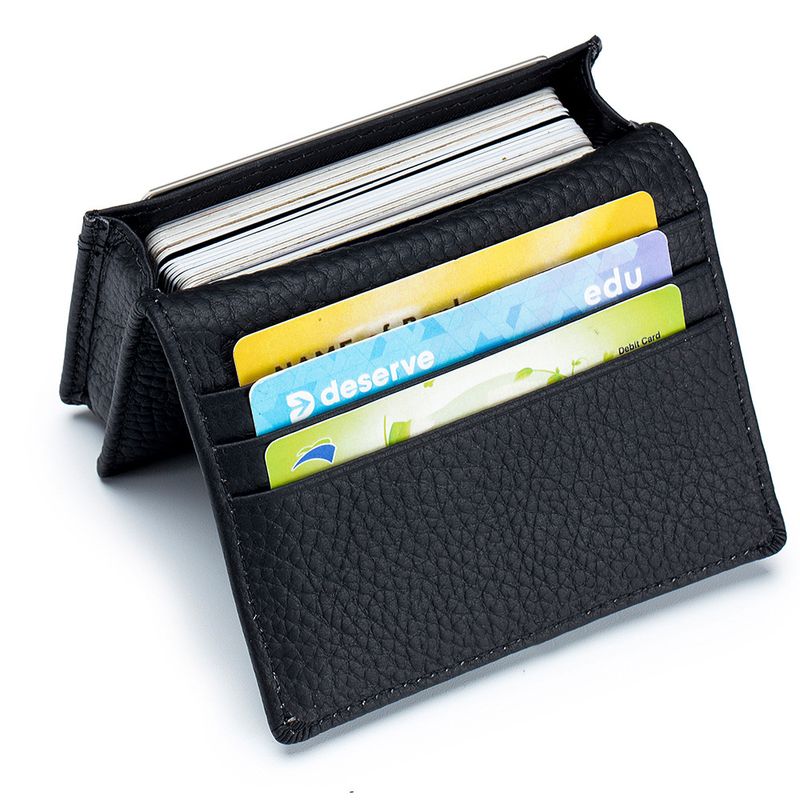 Unisex Solid Color Leather Flip Cover Card Holders