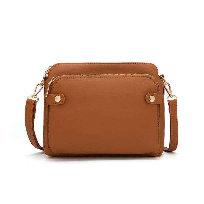 Unisex Medium Pu Leather Solid Color Vintage Style Square Zipper Crossbody Bag