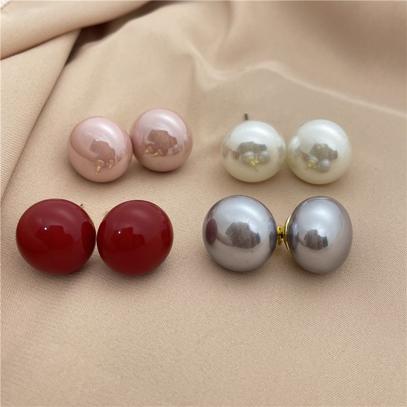 Pestañas Redondas De Moda Con Incrustaciones De Barniz De Imitación De Perlas Para Mujer 1 Par
