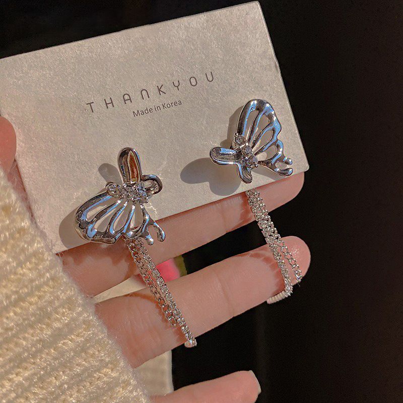 Fashion Butterfly Alloy Tassel Plating Inlay Rhinestones Women's Drop Earrings 1 Pair