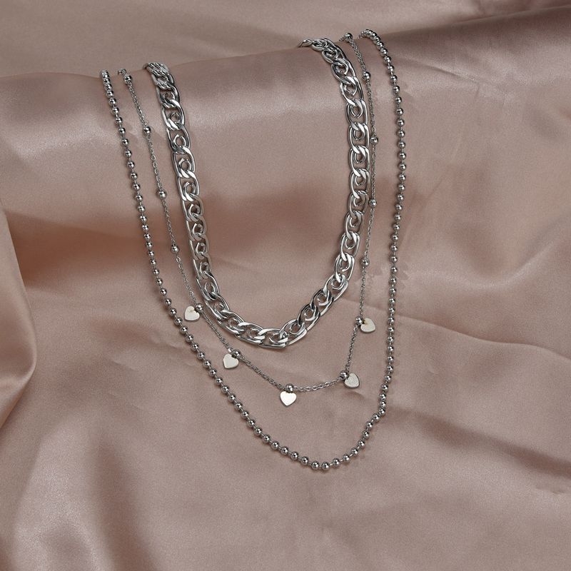 Stainless Steel Fashion Layered Heart Shape Necklace