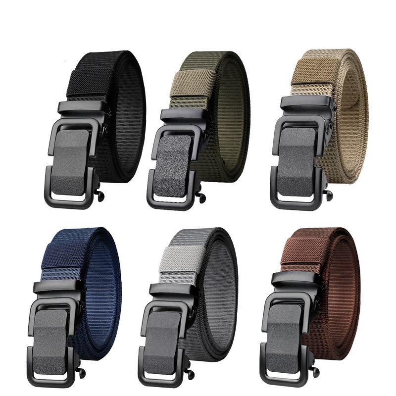 Business Solid Color Imitation Nylon Iron Unisex Woven Belts