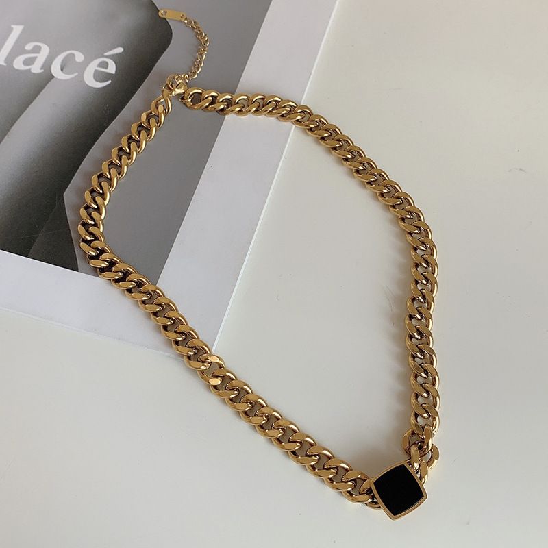 Punk Simple Style Square Titanium Steel Plating 18k Gold Plated Necklace