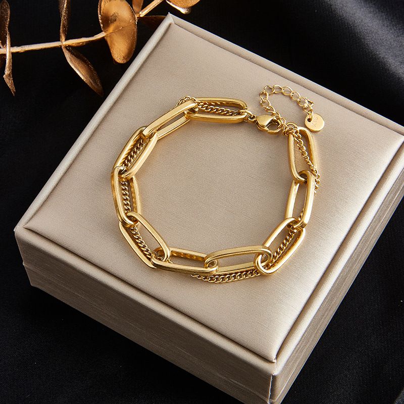 Simple Style Commute Solid Color 304 Stainless Steel 18K Gold Plated Bracelets In Bulk