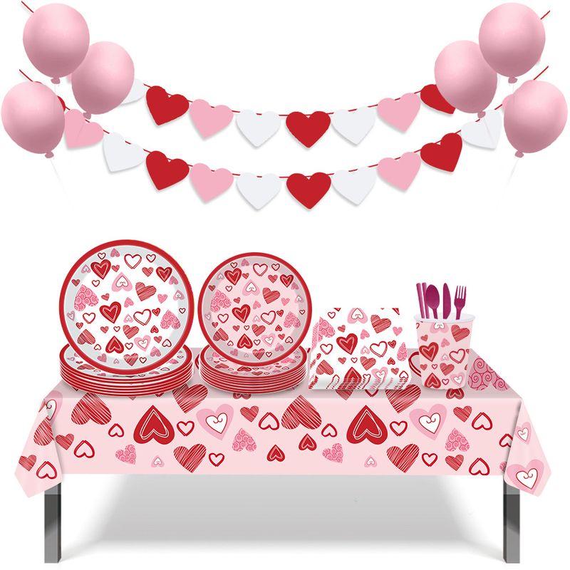Día De San Valentín Forma De Corazón Papel Fecha Vajilla