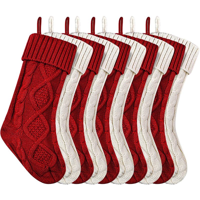 Noël Mode Chaussettes De Noël Couleur Unie Polyester Tricoter Fête Chaussettes De Noël 1 Pièce