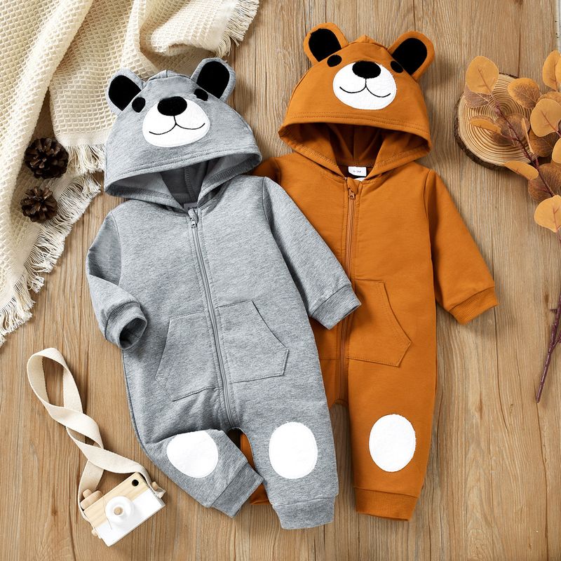 Fashion Cartoon Zipper Cotton Baby Rompers