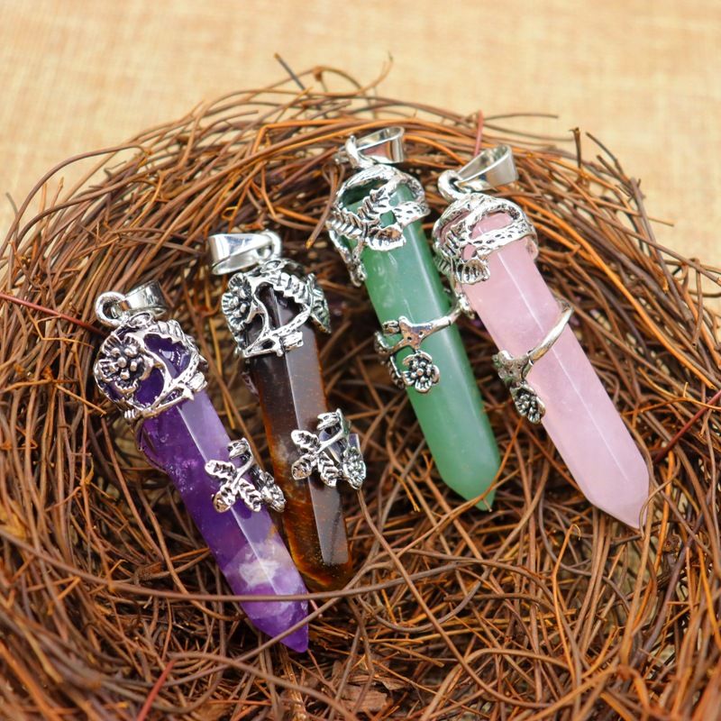 Ethnic Style Geometric Natural Crystal Plating Pendant Necklace 1 Piece