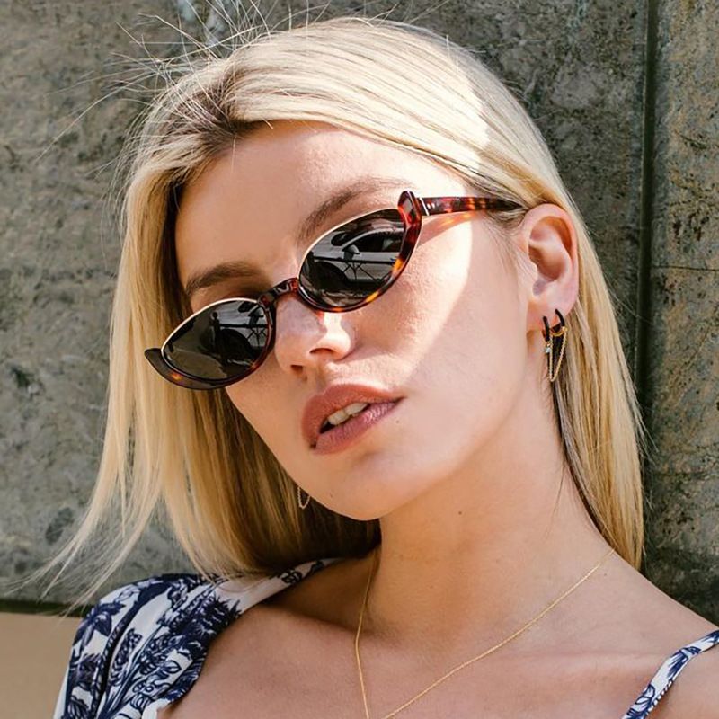 Fashion Solid Color Ac Cat Eye Half Frame Women's Sunglasses