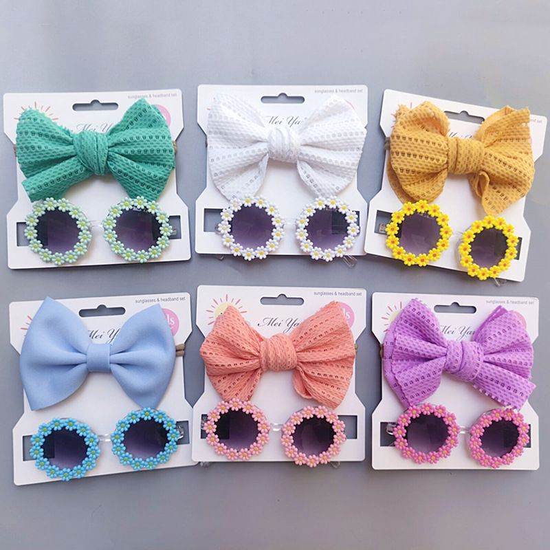 Cute Solid Color Bow Knot Plastic Cloth Handmade Hair Clip 1 Piece