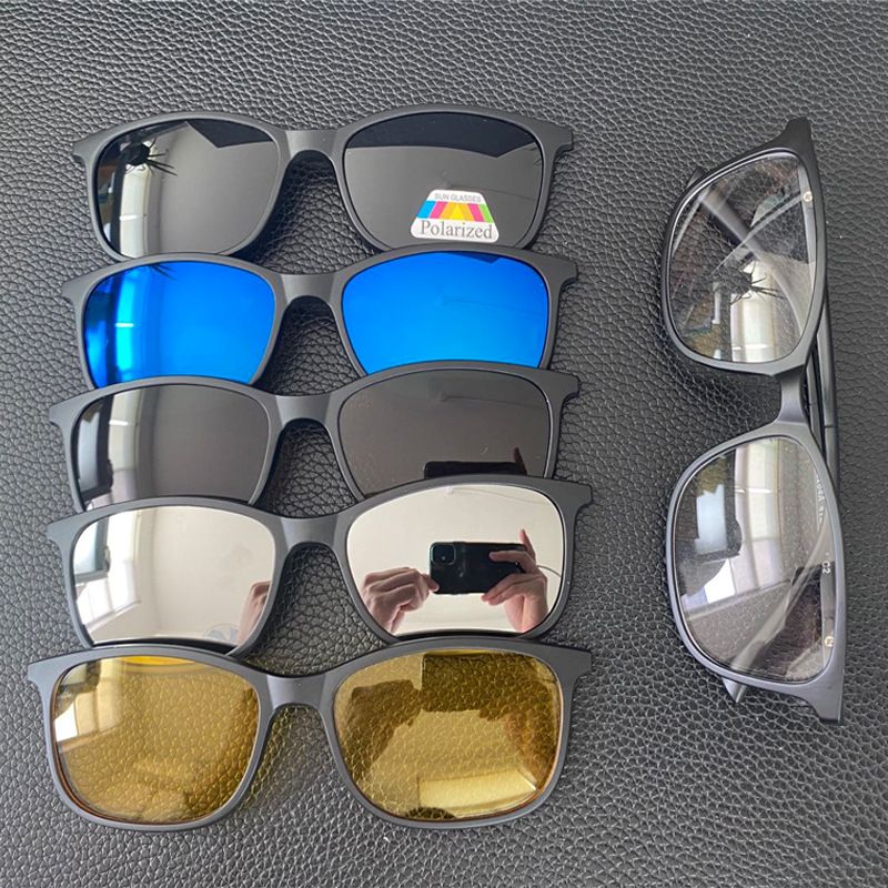 Fashion Color Block Tac Square Patchwork Clips Sports Sunglasses