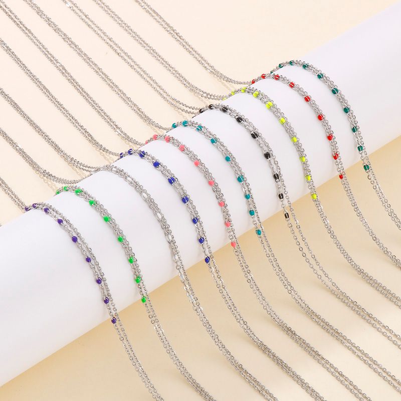 Simple Style Geometric Titanium Steel Plating Resin Layered Necklaces 1 Piece
