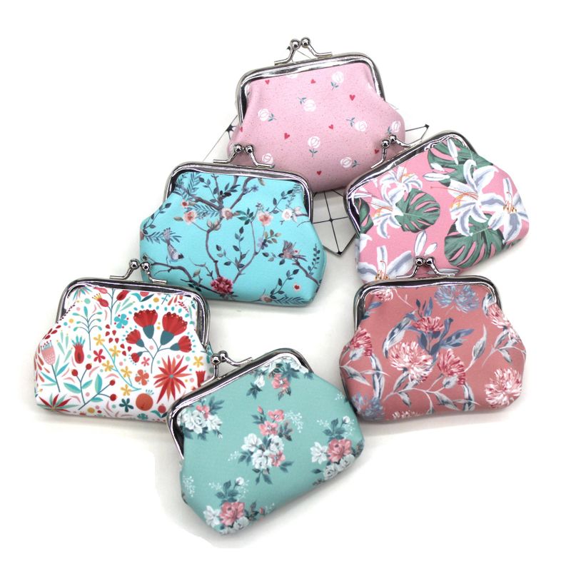 Women's Flower Pu Leather Buckle Coin Purses