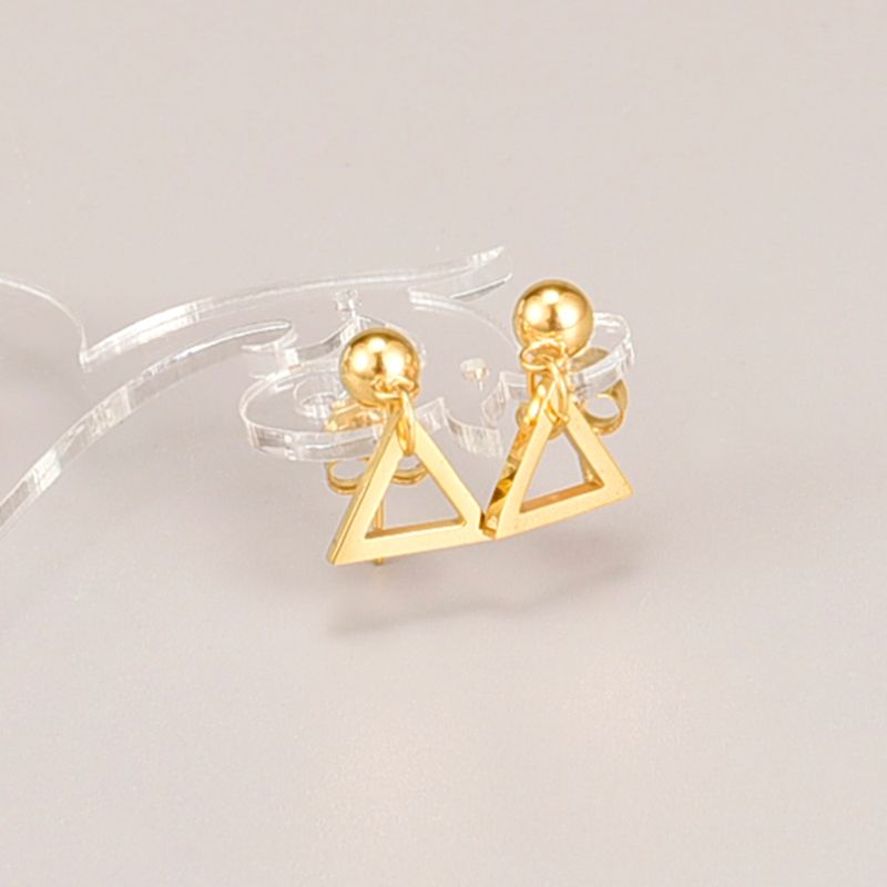 Fashion Triangle Titanium Steel Gold Plated Drop Earrings 1 Pair