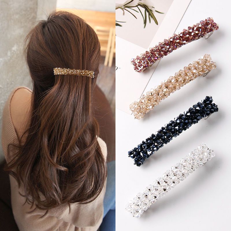 Women's Sweet Solid Color Alloy Rhinestone Hair Clip