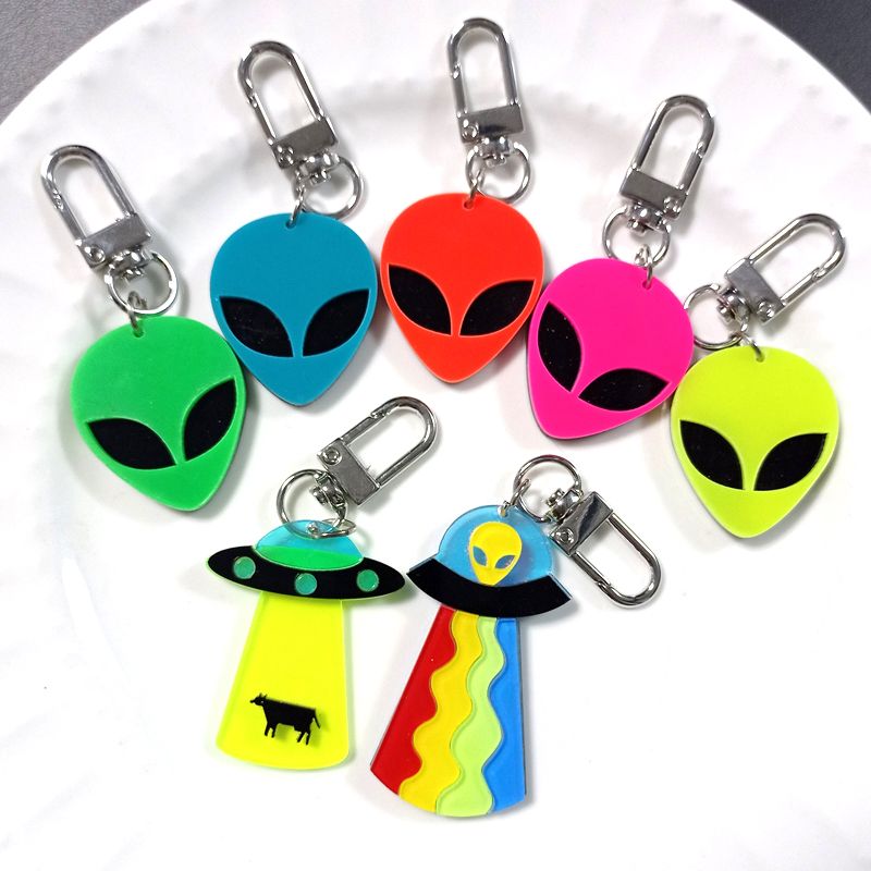 Funny Alien Ufo Arylic Bag Pendant Keychain 1 Piece