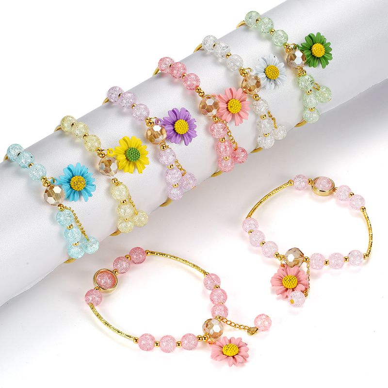 Simple Style Flower Glass Beaded Unisex Bracelets 1 Piece