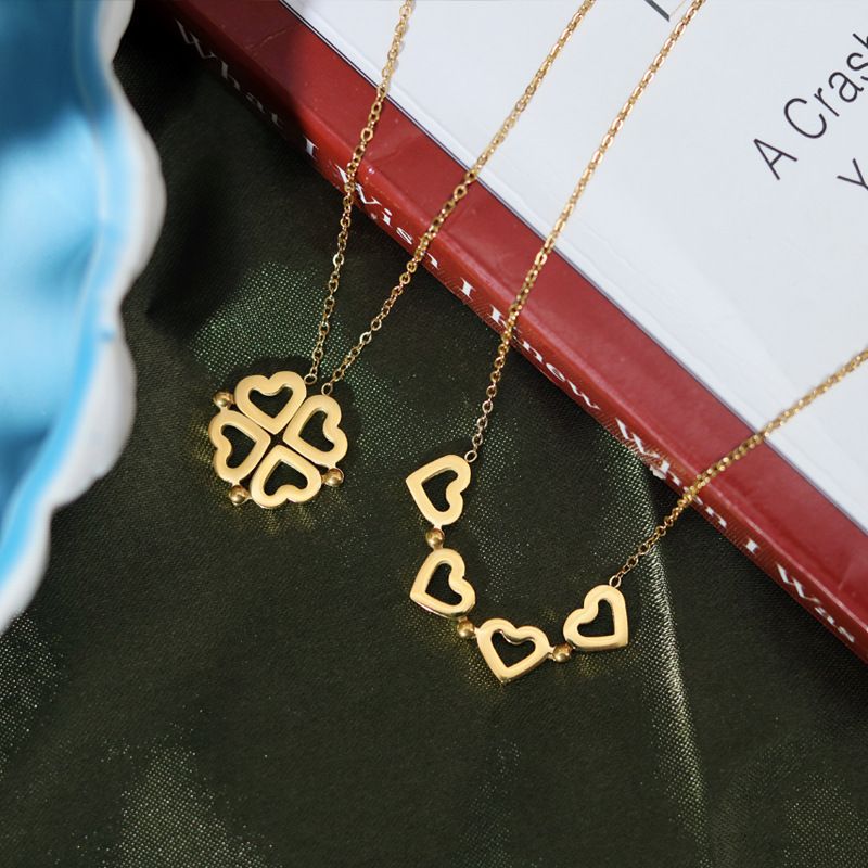 Fashion Heart Shape Titanium Steel Gold Plated Pendant Necklace 1 Piece