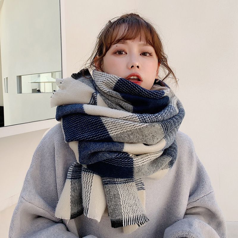 Women's Fashion Plaid Acrylic Tassel Winter Scarves