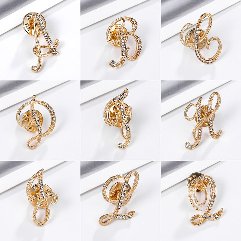 Retro Letter Alloy Diamond Rhinestones Women's Brooches