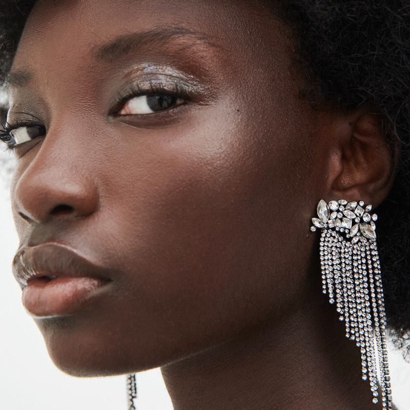 Luxurious Tassel Alloy Inlay Artificial Rhinestones Women's Drop Earrings 1 Pair