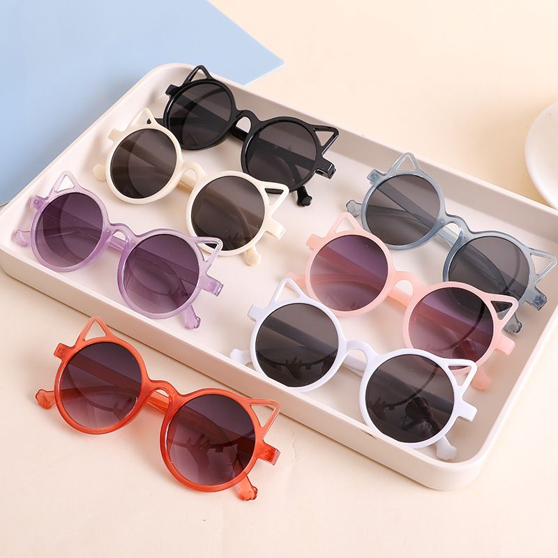 Cartoon Style Solid Color Ac Round Frame Full Frame Kids Sunglasses