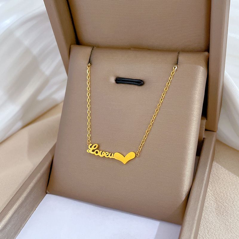 Fashion Letter Titanium Steel Gold Plated Necklace