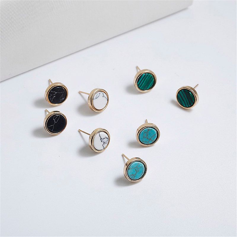 Simple Style Round Alloy Plating Women's Ear Studs 1 Pair