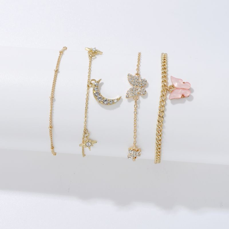 Simple Style Letter Moon Butterfly Alloy Plating Rhinestones Women's Bracelets 1 Piece