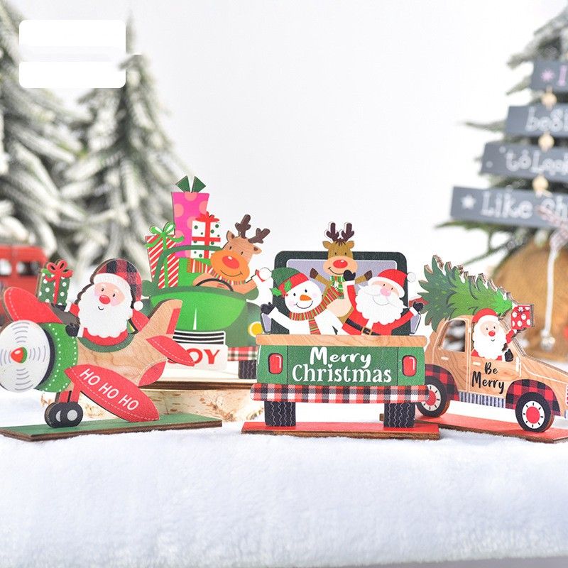 Christmas Fashion Santa Claus Letter Car Wood Party Decorative Props 1 Piece