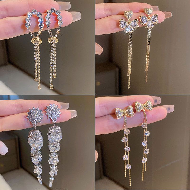 Fashion Square Tassel Butterfly Metal Rhinestone Artificial Gemstones Women's Earrings 1 Pair