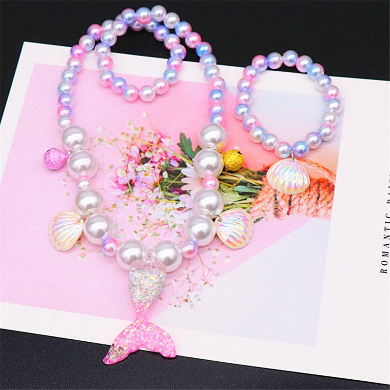Mode Fischschwanz Harz Perlen Mädchen Halskette Mit Anhänger 1 Satz