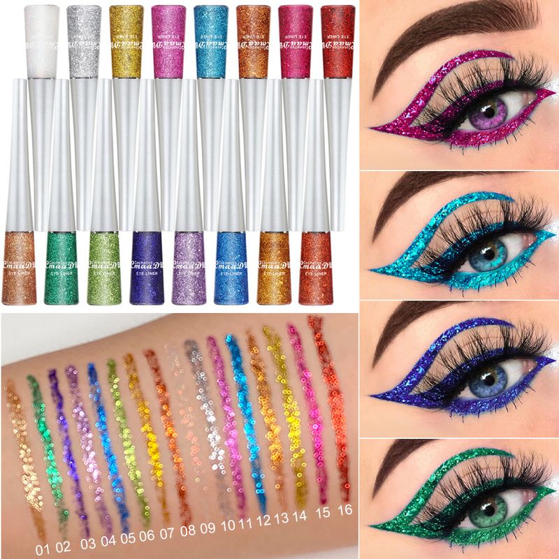 New Style 16-color Colorful Sequins Shiny Glitter Powder Liquid Eyeliner