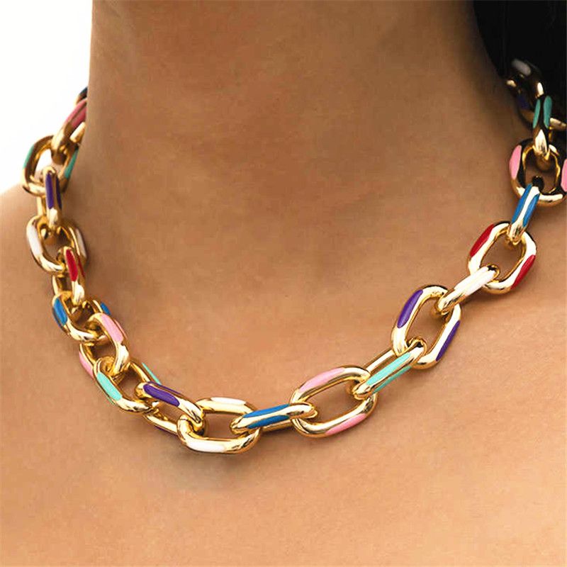 Fashion Geometric Alloy Enamel Plating Women's Bracelets Necklace 1 Piece