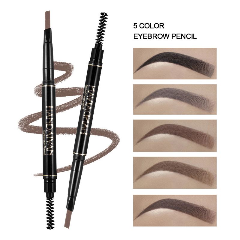 Double Head With Brush Automatic Rotation Waterproof Non-smudge Triangle Eyebrow Pencil